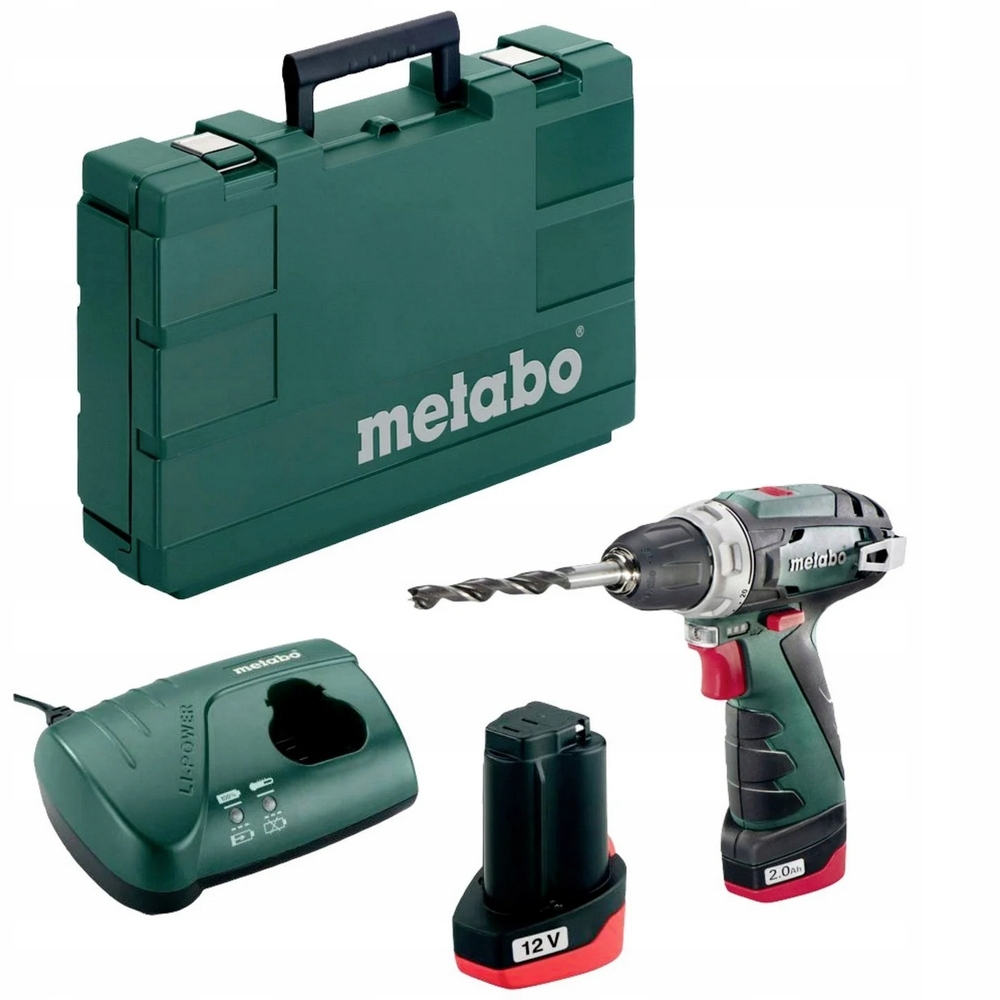 Wkrętarka AKUMULATOROWA wiertarka Metabo PowerMaxx 2x akumulator 12V 2Ah