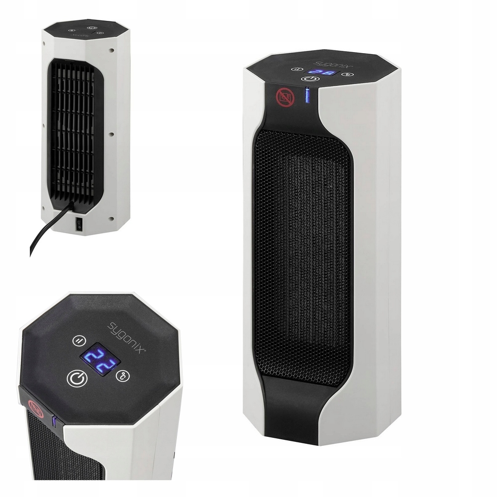 Grzejnik WENTYLATOR na biurko 3 TRYBY wyświetlacz 1800W timer Sygonix