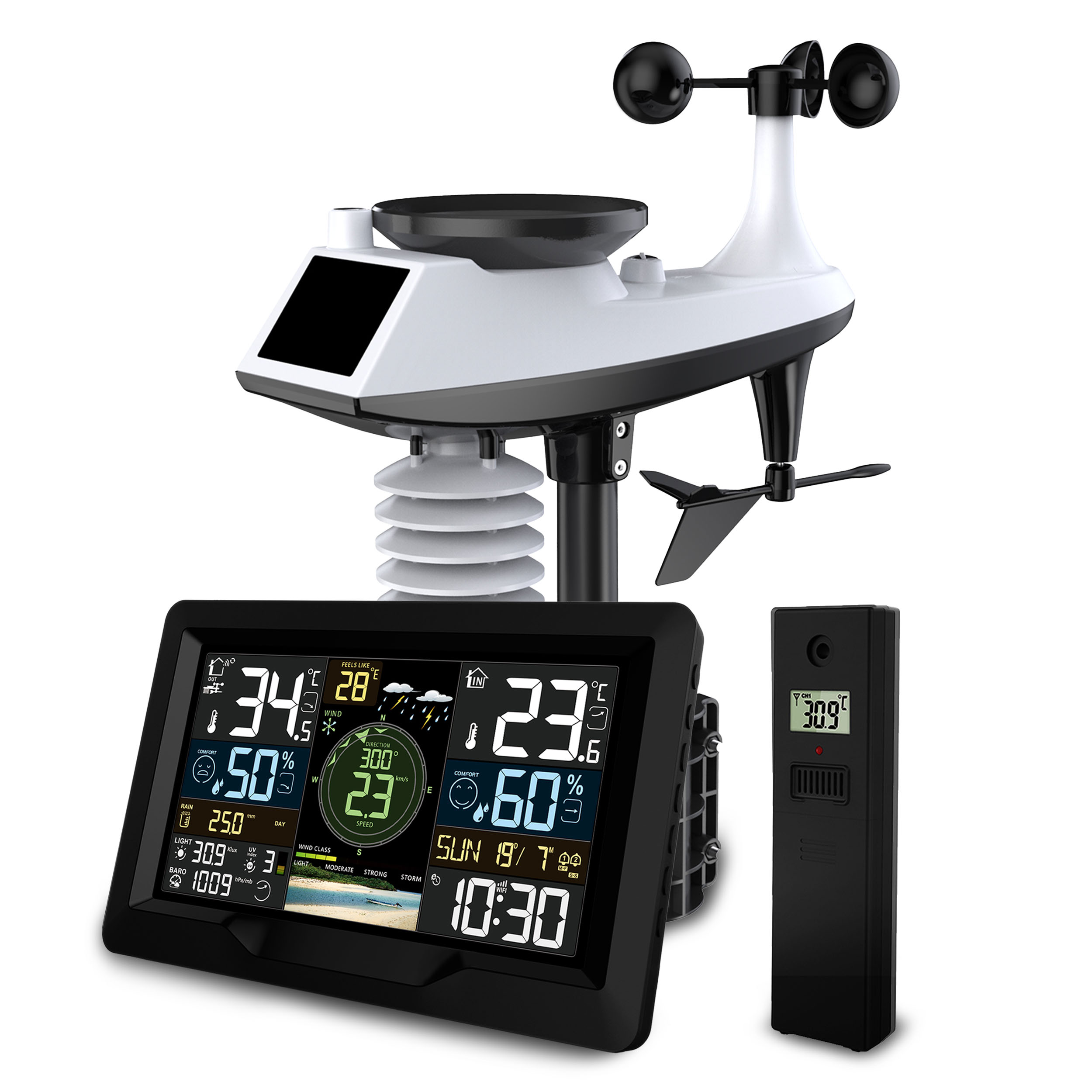 Stacja pogody profesjonalna PROGNOZA pogodowa WI-FI SOLAR APLIKACJA WIATR