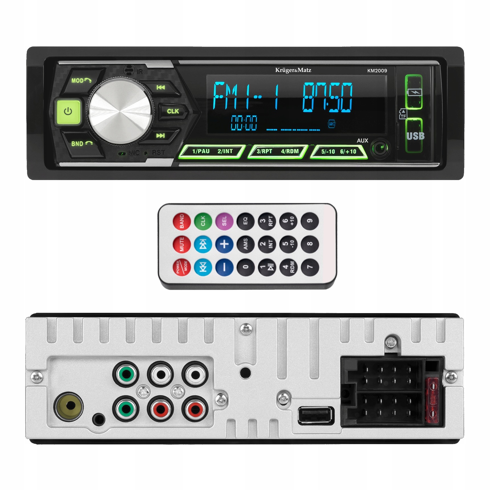 Radio samochodowe Bluetooth USB SD AUX 7 kolorów