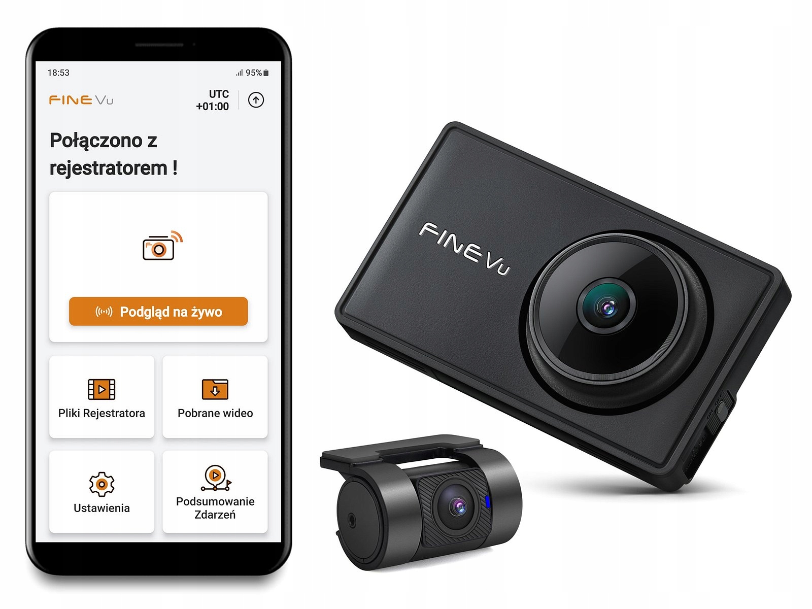 Rejestrator FineVu WiFi 32GB QHD FHD wyświetlacz LCD 3.5 GPS RADARY
