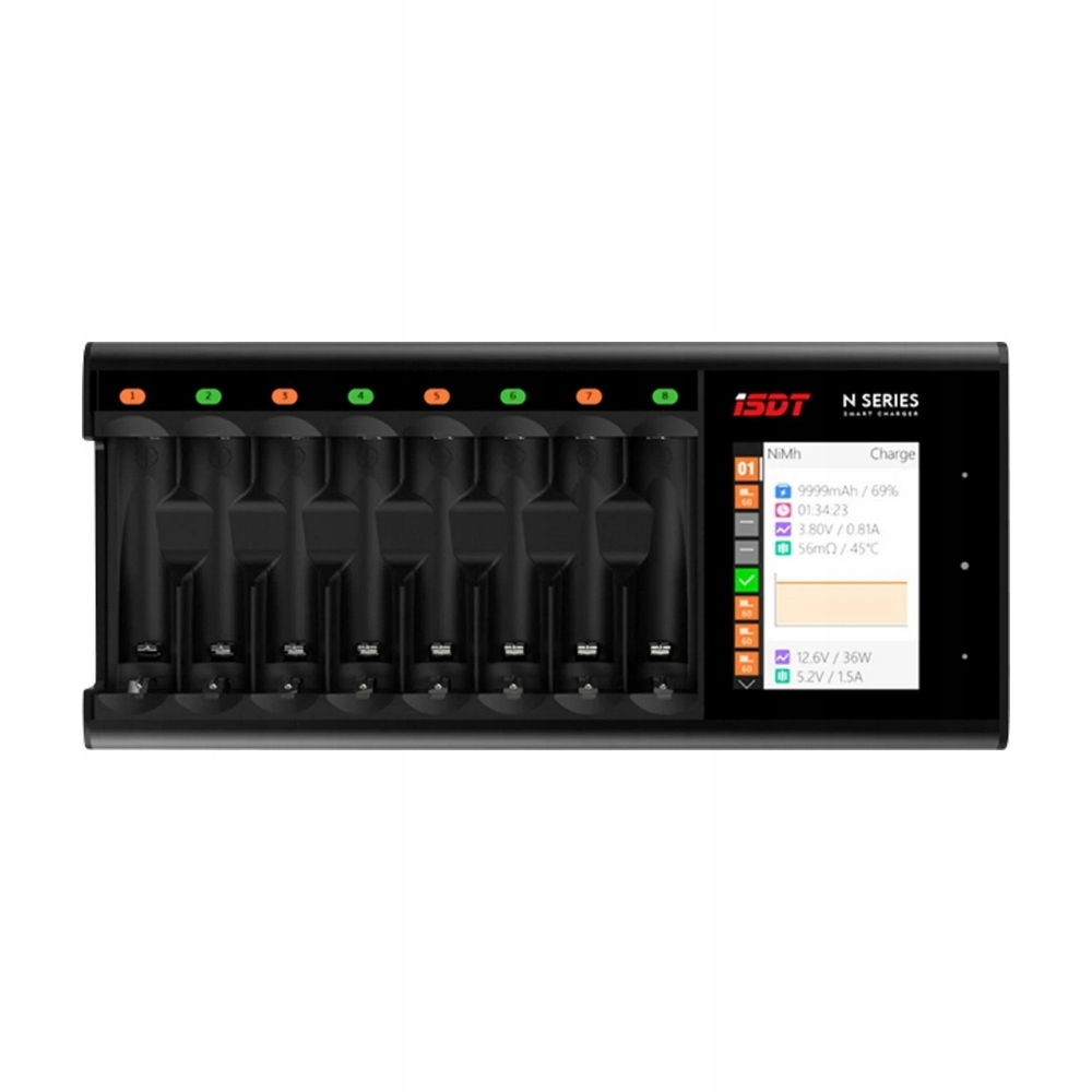 Ładowarka do akumulatorków AA do 8 ogniw NiMH NiCd NiZn LiIon LiHV LiFePO