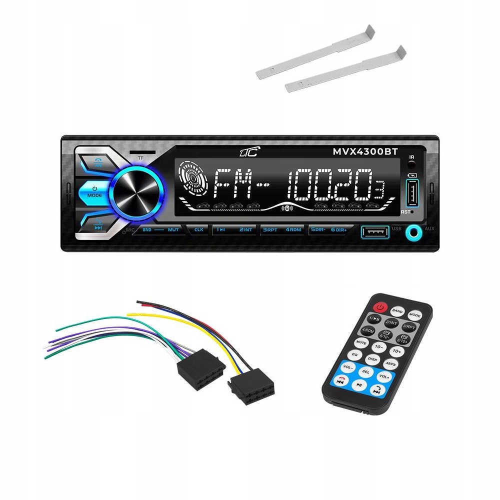 Radio samochodowe 1DIN Bluetooth USB Pilot ISO