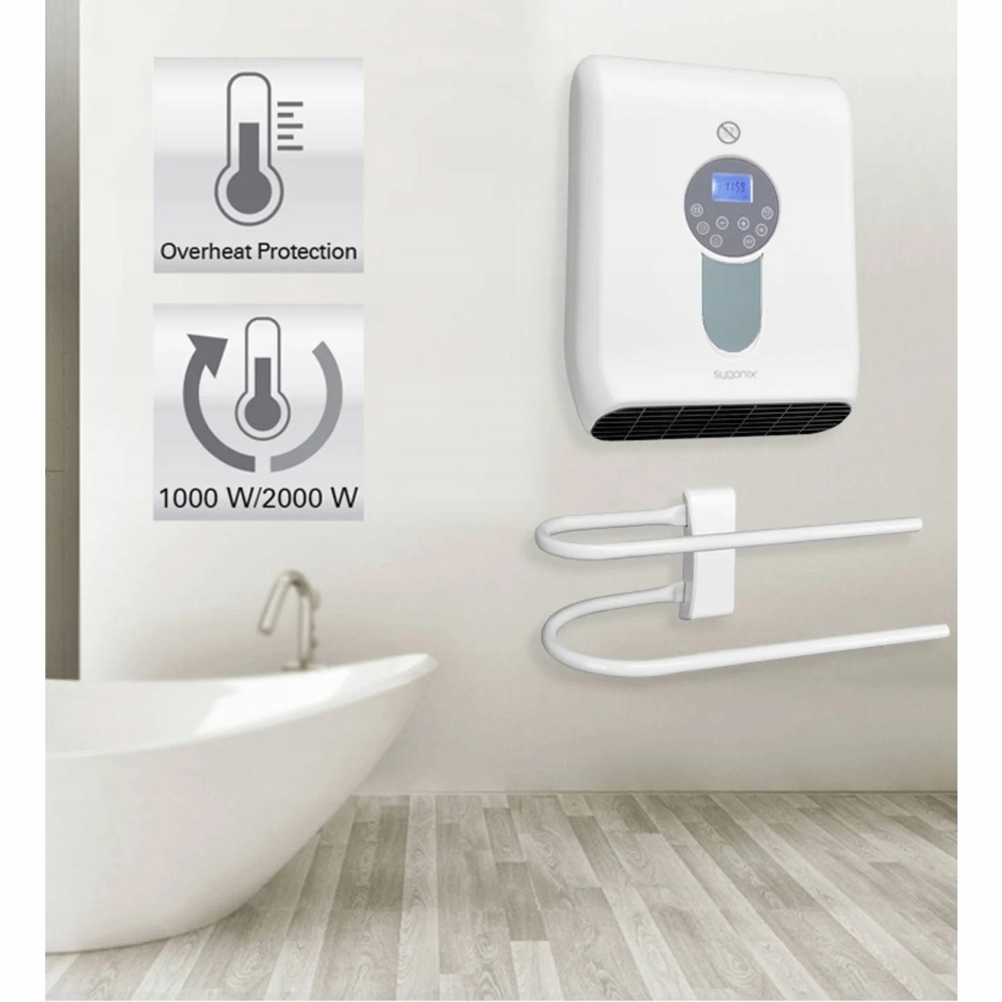 Grzejnik łazienkowy Sygonix 2000W 2 tryby timer termostat