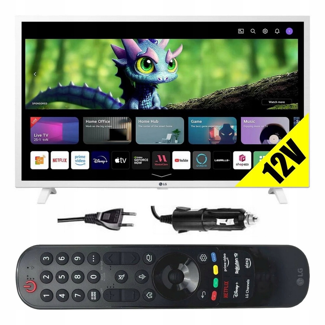 BIAŁY TELEWIZOR LG SMART TV WiFi BT webOS LED FHD 32'' Netflix YouTube 12V