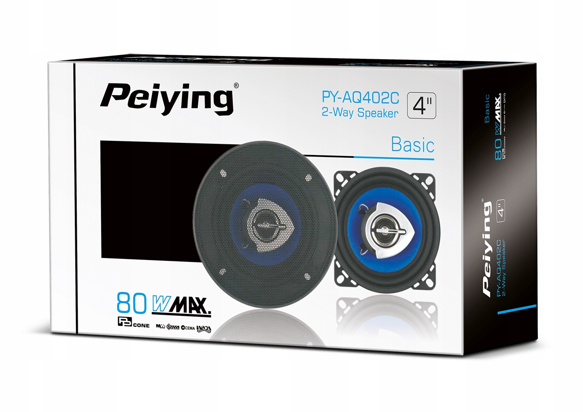 Głośniki samochodowe 10cm 2 drożne Peiying