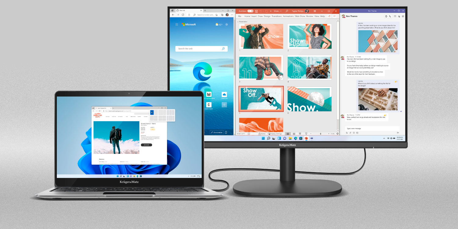 Monitor do komputera E-LED FULL HD IPS 24 cale KrugerMatz HDMI VGA 100Hz