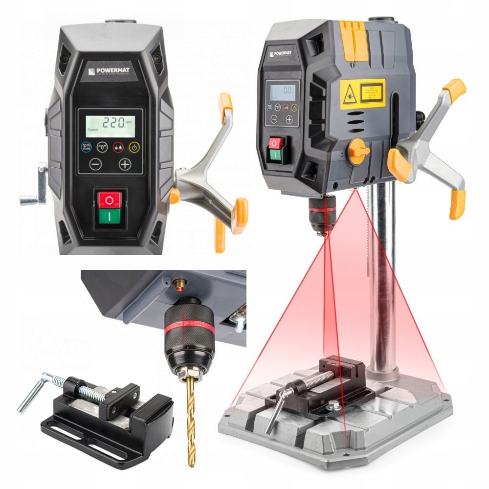 Wiertarka STOŁOWA 1000W imadło 2 biegi LASER