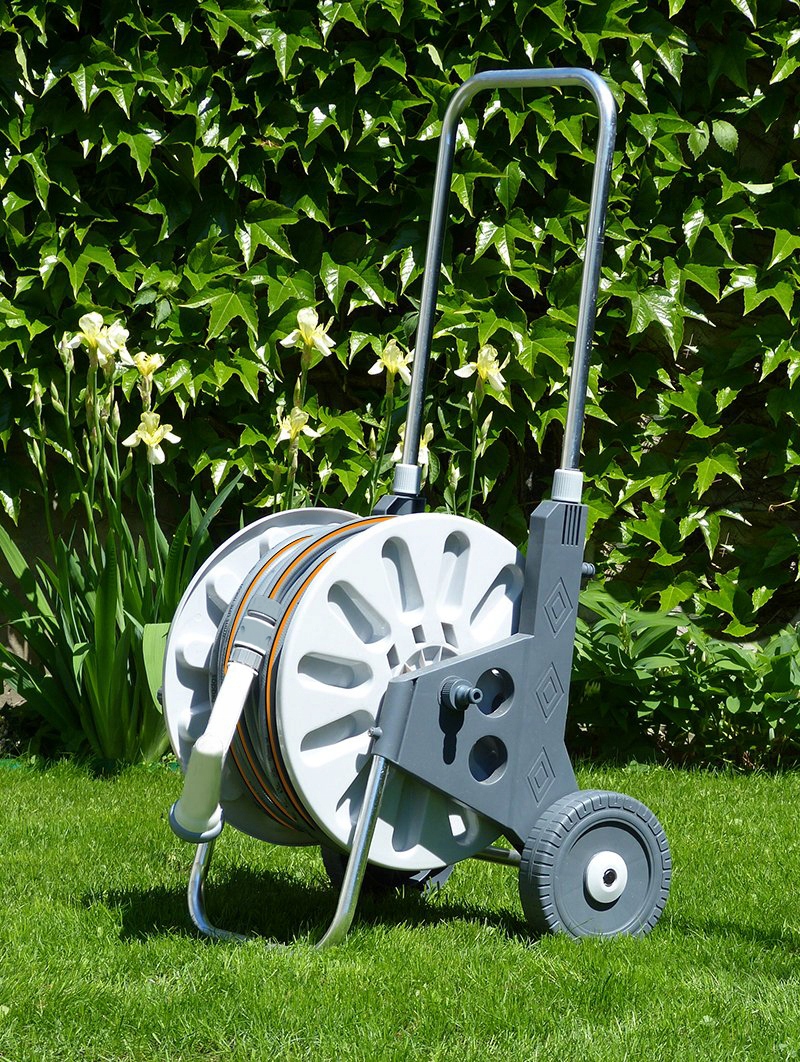 WÓZEK ALU WĄŻ OGRODOWY 4-WARSTWOWY 1/2 50 METRÓW BEST POLSKA ZRASZACZ KPL