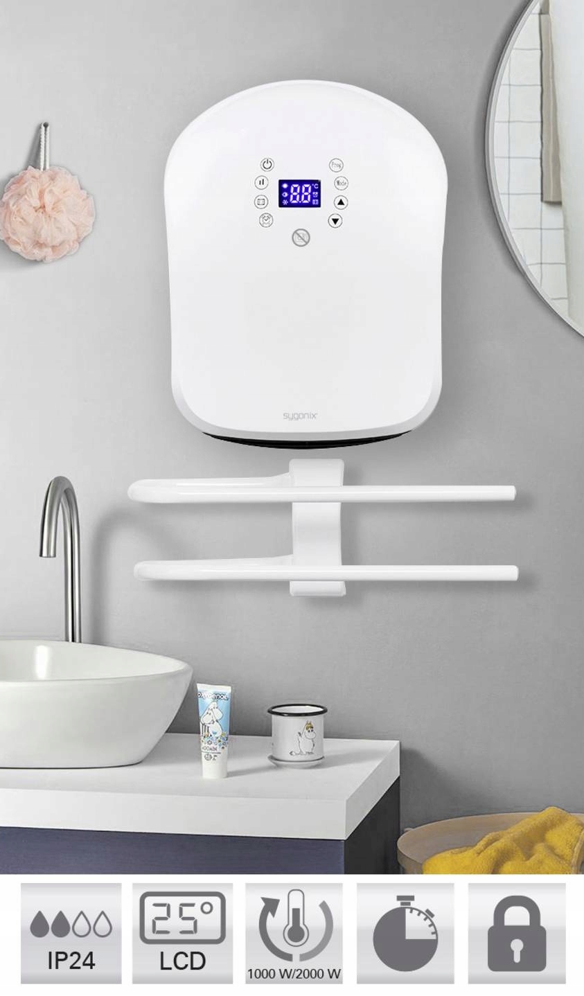 Grzejnik elektryczny ŁAZIENKOWY szybkonagrzewający 2000W IP24 TIMER