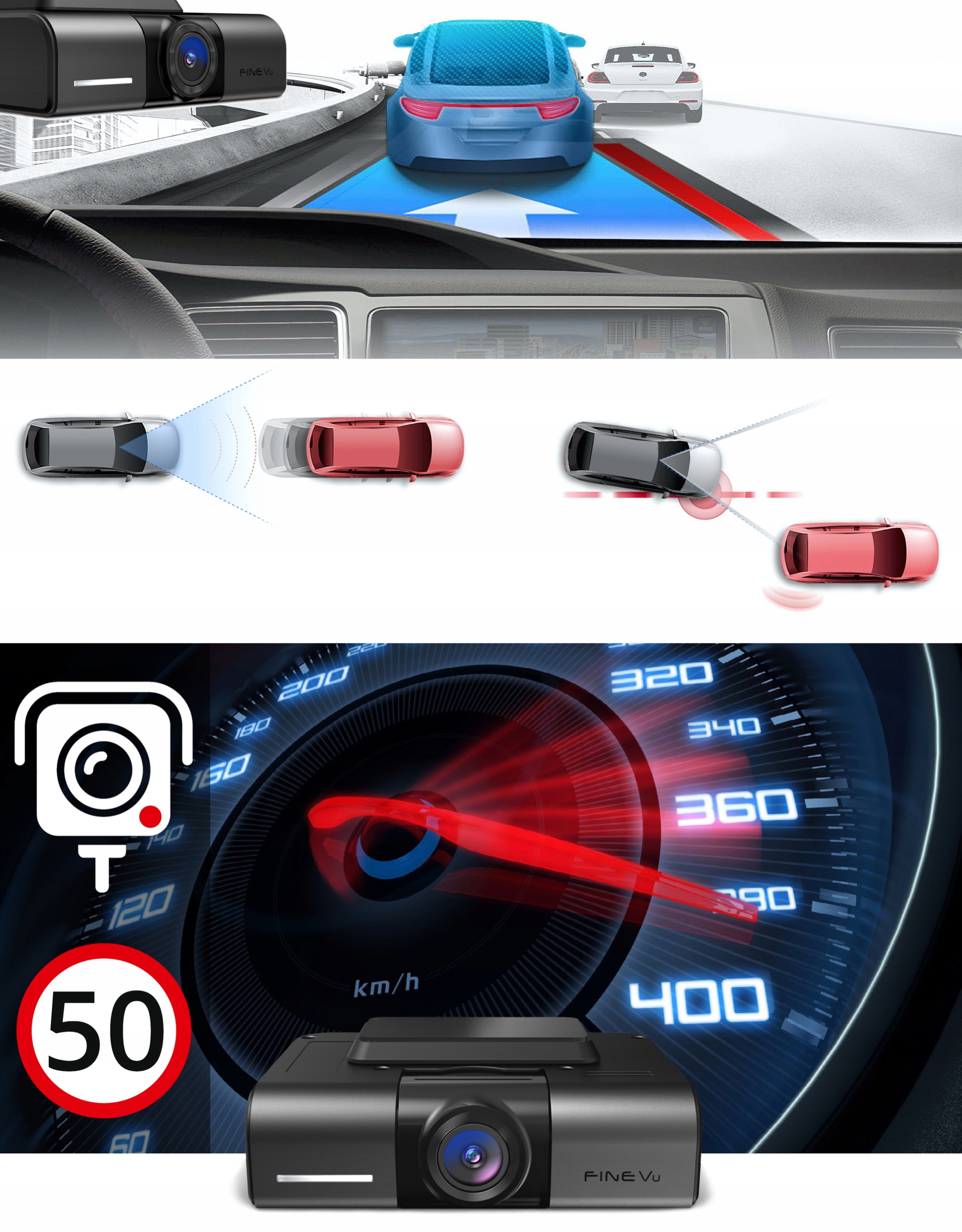 Rejestrator FineVu GX1000 wideorejestrator QHD QHD Wi-Fi GPS RADARY