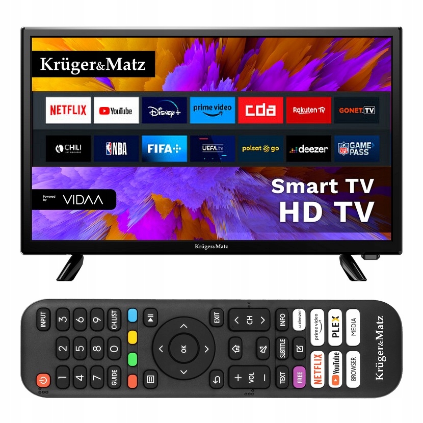 Telewizor SMART TV WiFi 24 cale HD VIDAA APLIKACJE Prime Netflix