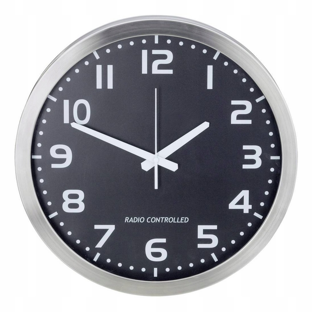 Zegar ścienny sterowany radiowo 40cm DCF77 aluminium