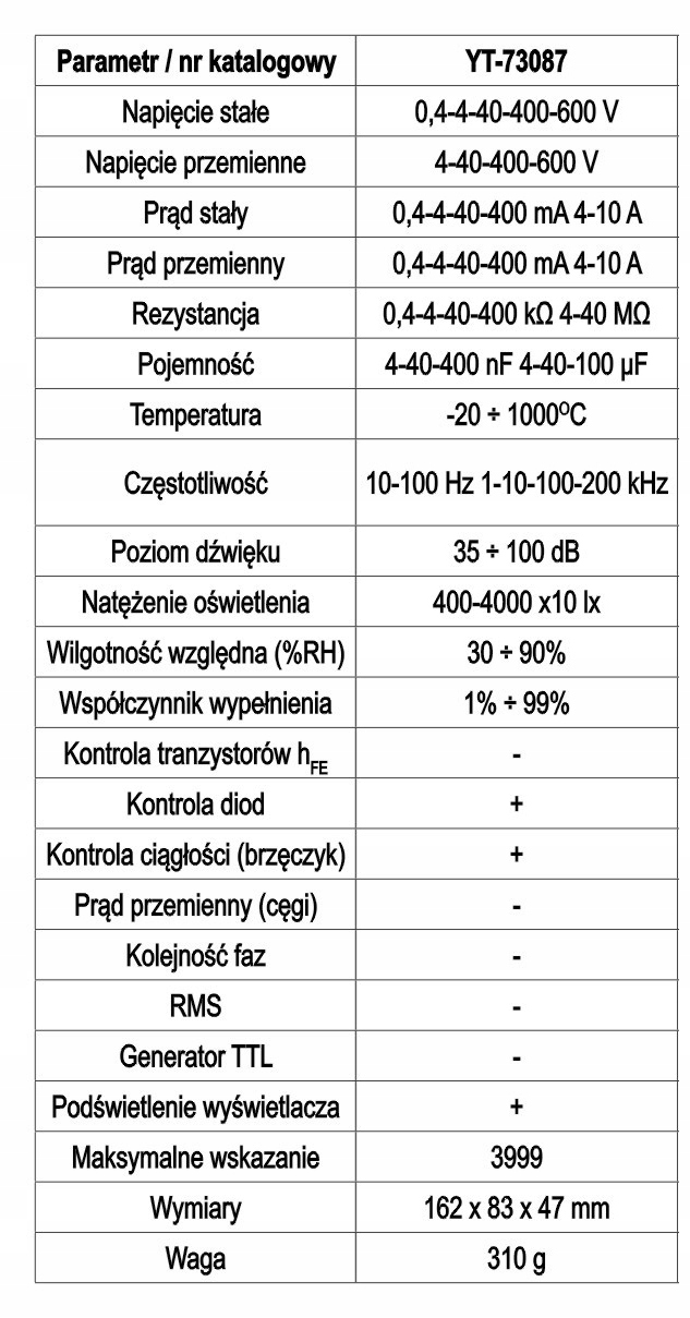 MIERNIK MULTIMETR 5w1 Hałas Luxy Wilgotność [D994