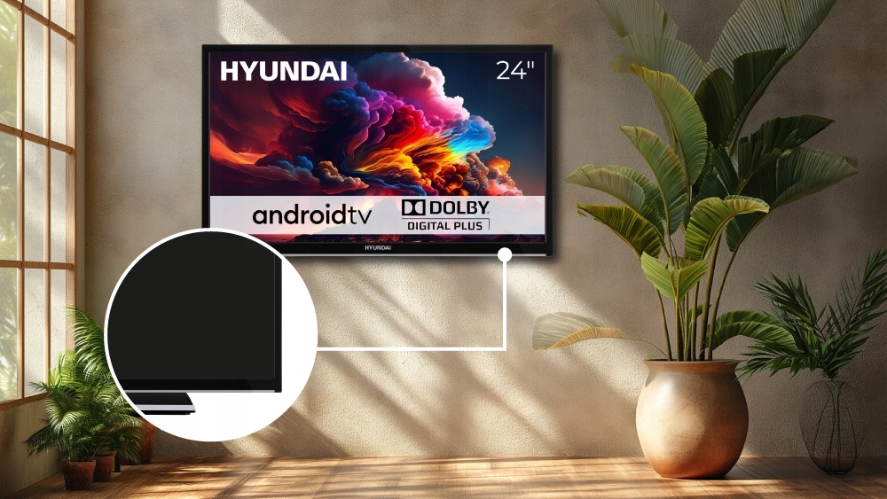 Telewizor SMART Android TV WiFi BT HYUNDAI 24'' HD LAN PC Ci APLIKACJE 12V
