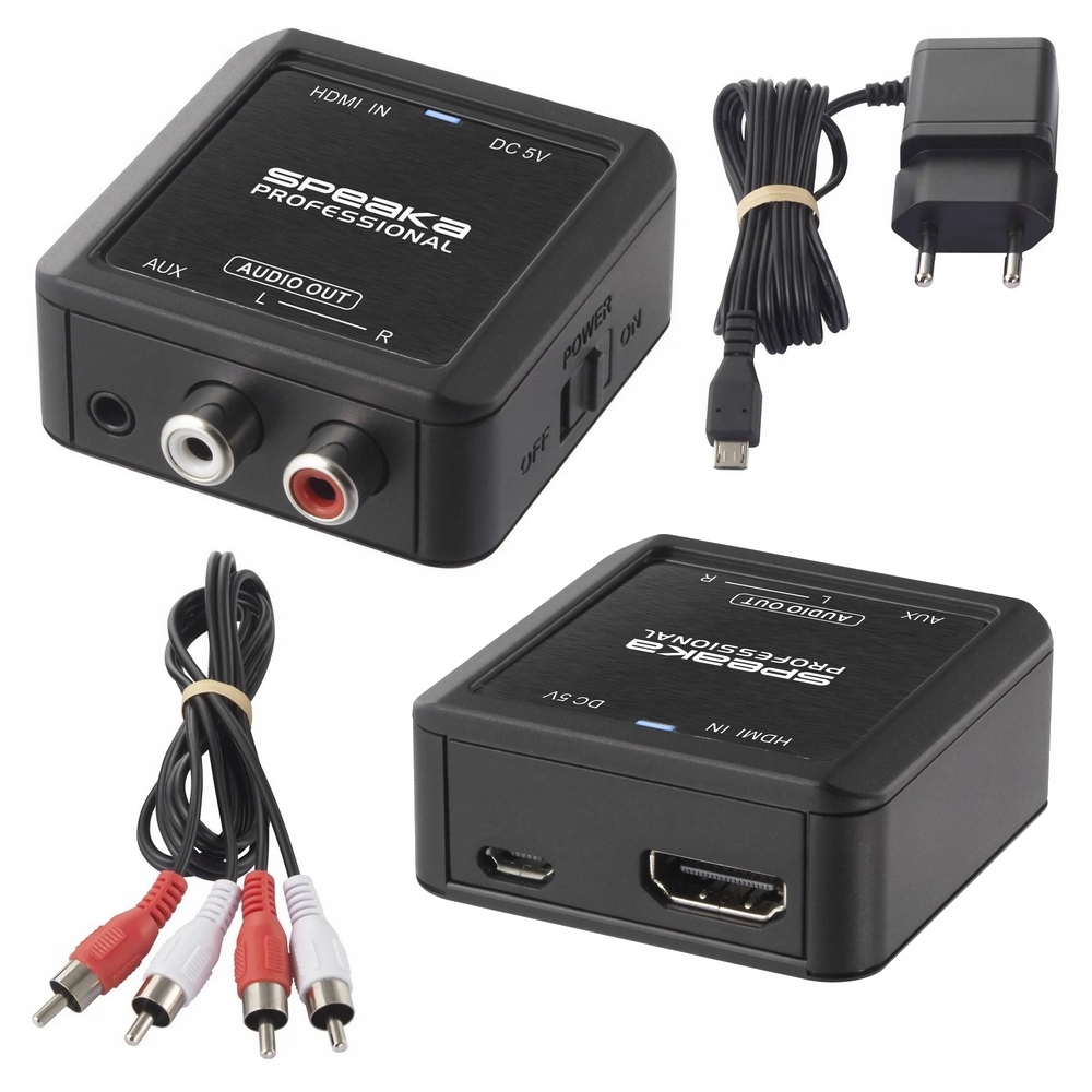 Konwerter ADAPTER przejściówka HDMI na RCA cinch JACK 3.5mm AUDIO SpeaKa