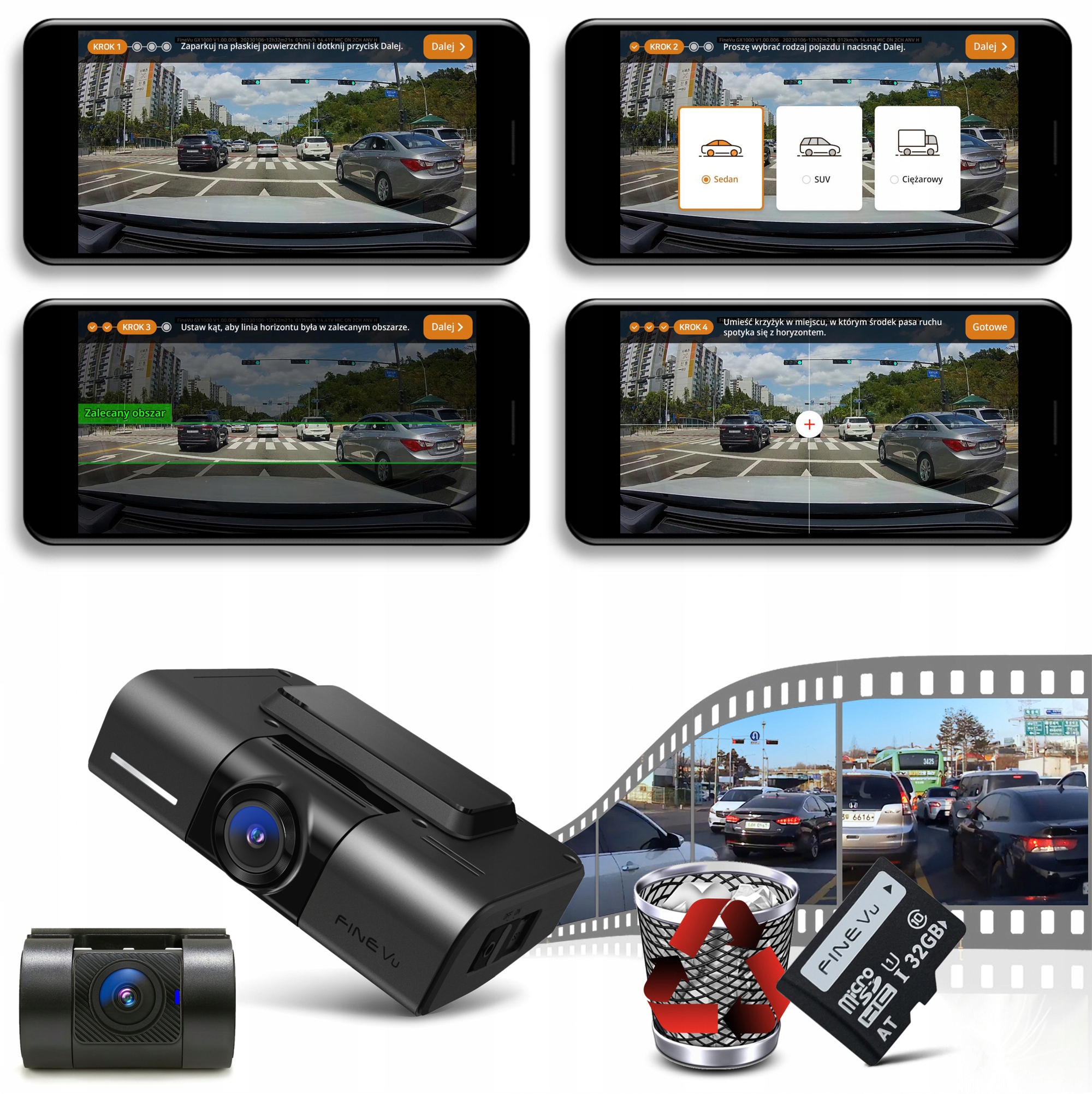 Rejestrator FineVu GX1000 wideorejestrator QHD QHD Wi-Fi GPS RADARY