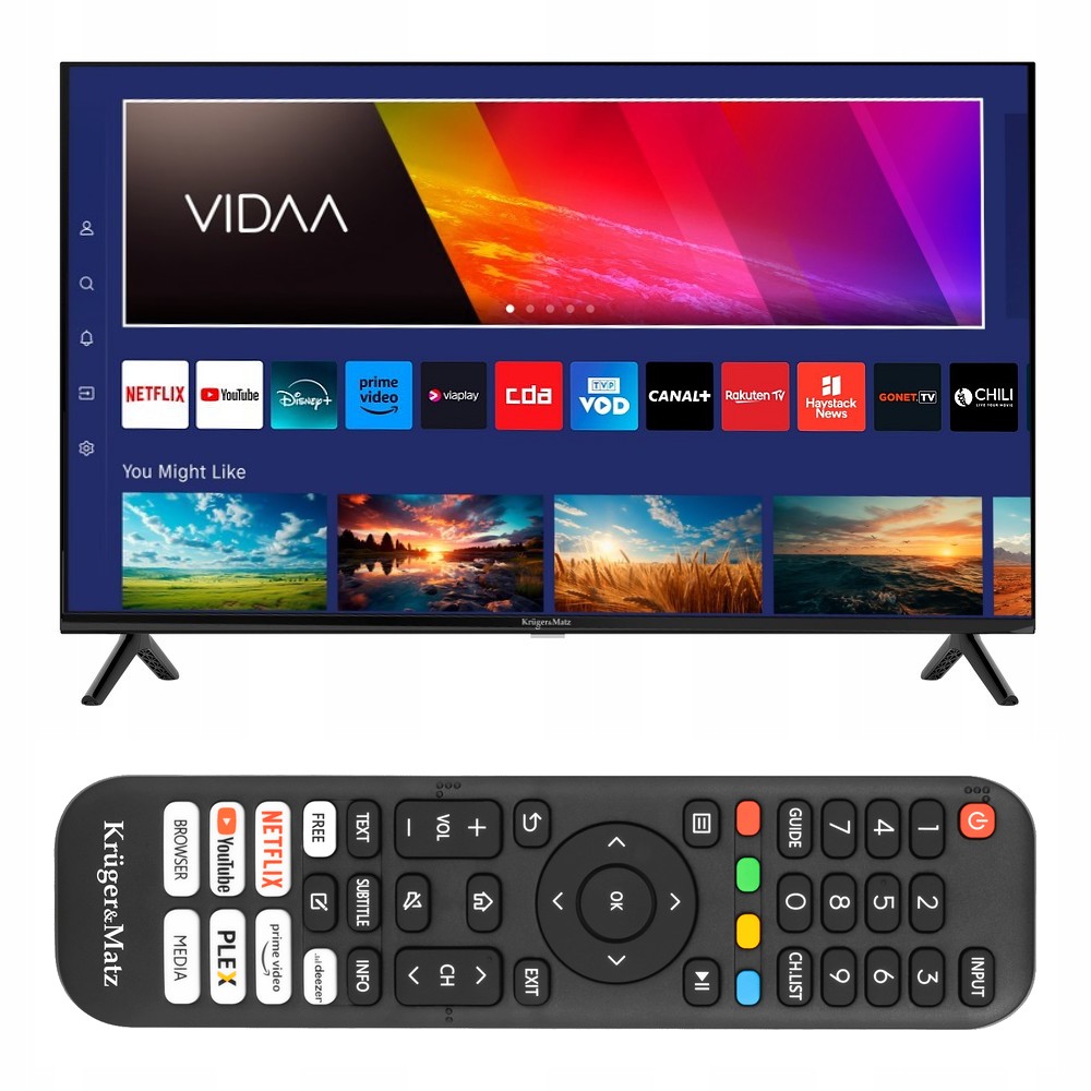 Telewizor SMART TV 32 cale HD WiFi USB HDMI DVB-T2 aplikacje Netflix 12V