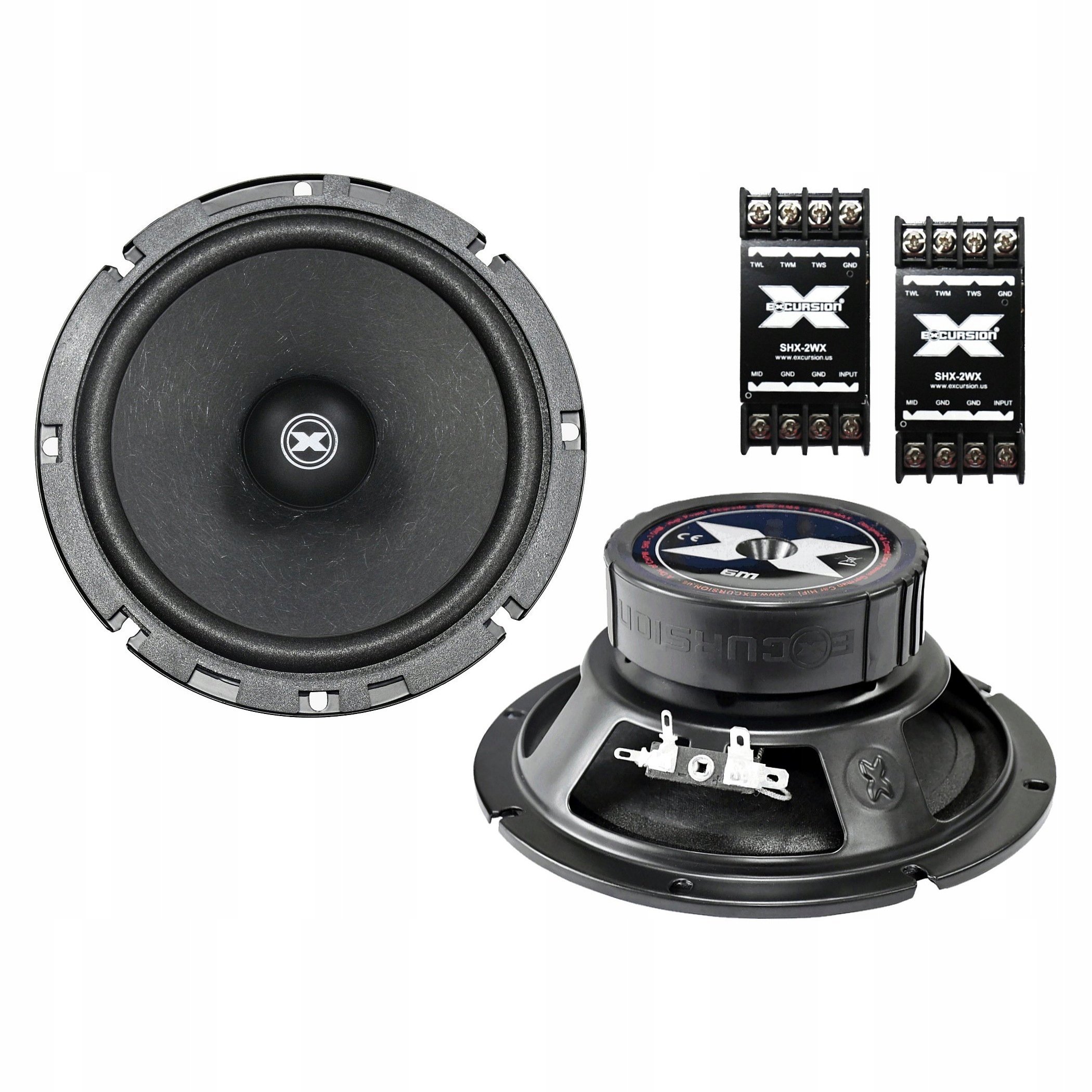 Głośniki samochodowe Excursion 165mm 250W 2 drożne ZWROTNICE w zestawie