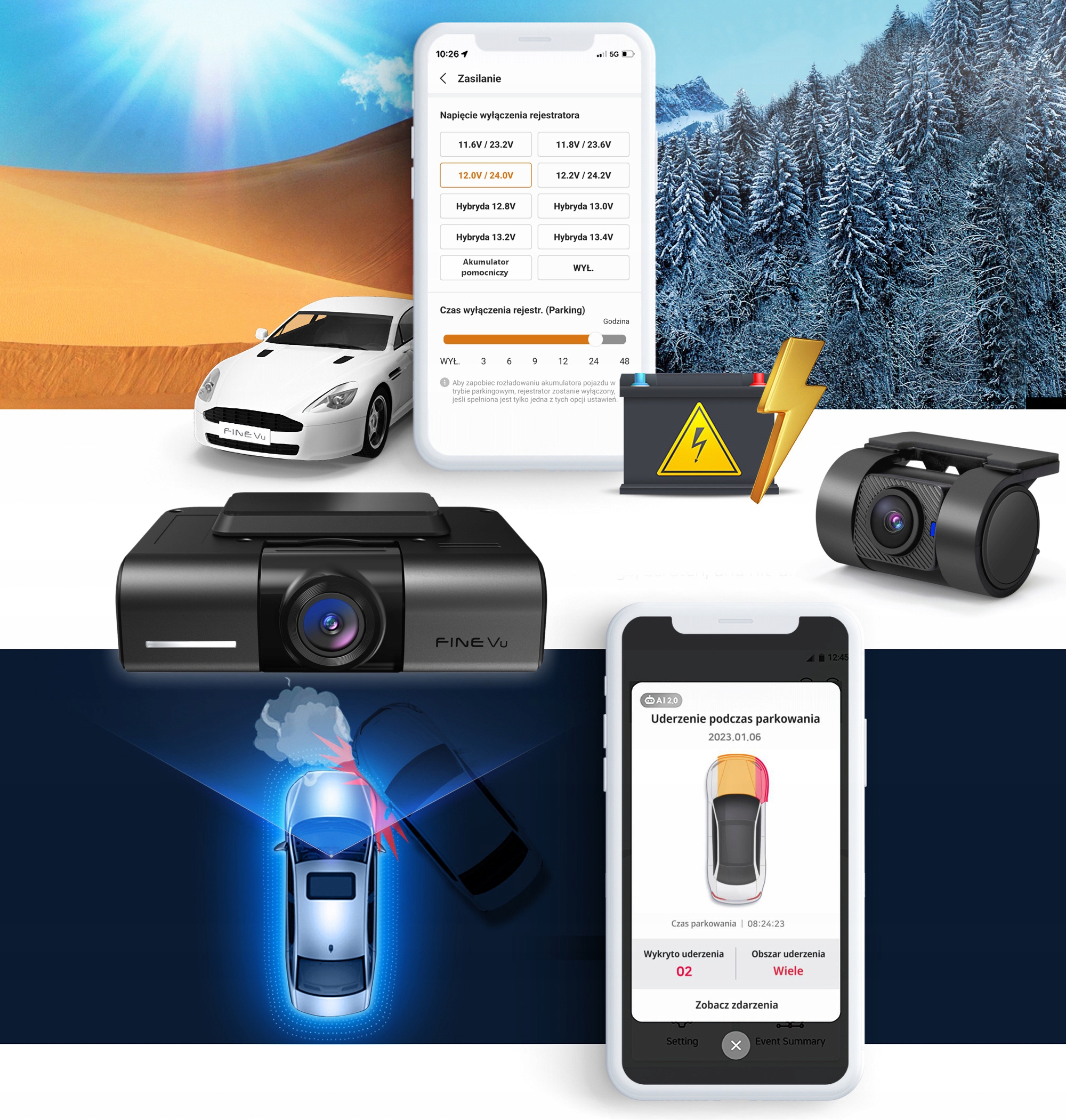 Rejestrator FineVu GX1000 wideorejestrator QHD QHD Wi-Fi GPS RADARY