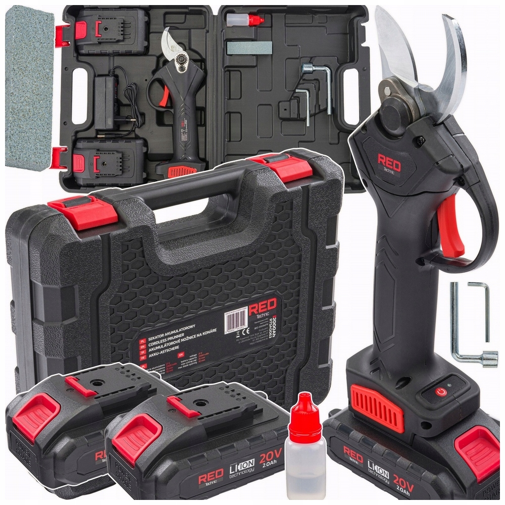 Sekator AKUMULATOROWY nożyce elektryczne DO CIĘCIA GAŁĘZI krzewów 2x20V 2Ah