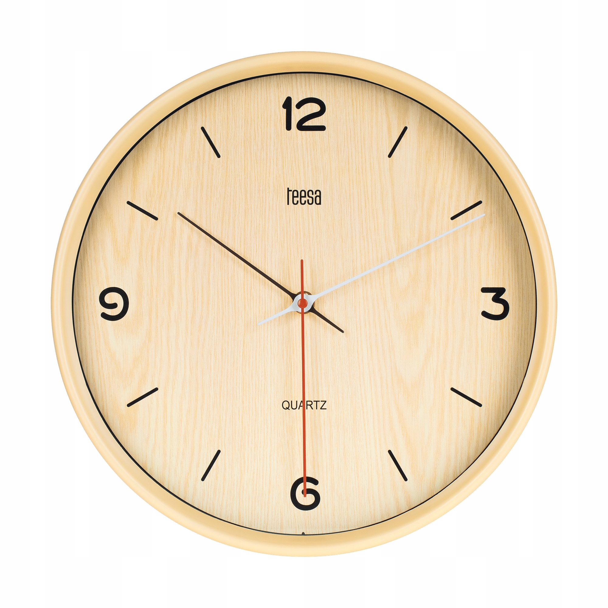 Zegar ścienny 30cm jasny brąz PŁYNNA praca WSKAZÓWEK