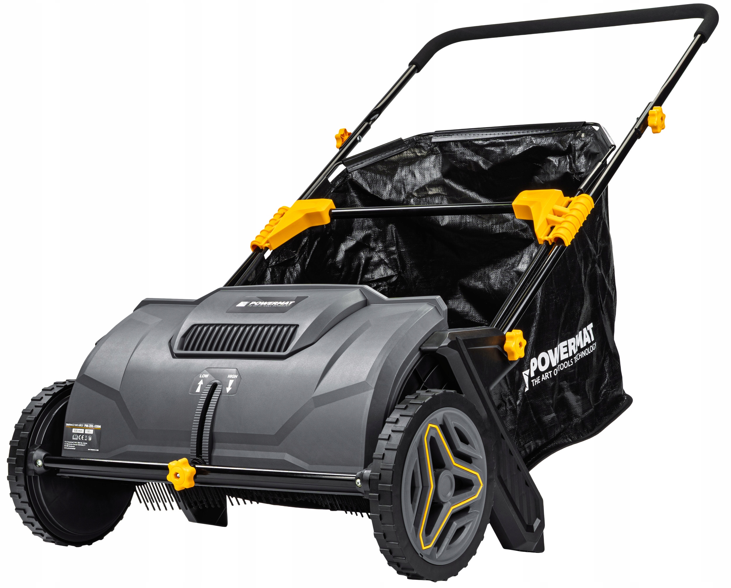 Zbieracz do liści TRAWY ręczny ZAMIATARKA kosz 100L REGULACJA WYSOKOŚCI