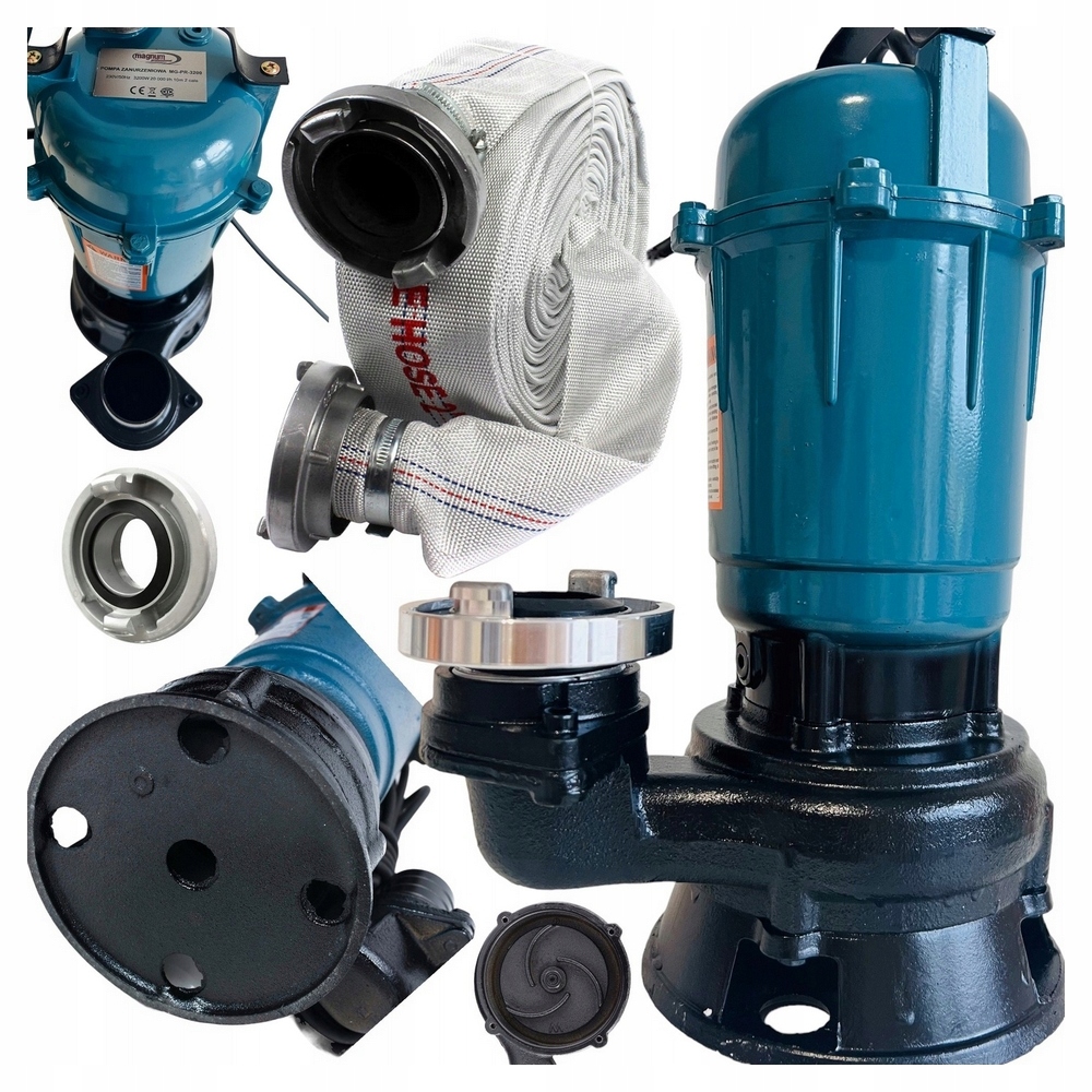 Pompa do wody BRUDNEJ 20 000 l/h SZAMBA z ROZDRABNIACZEM 3200 W WĄŻ 30m