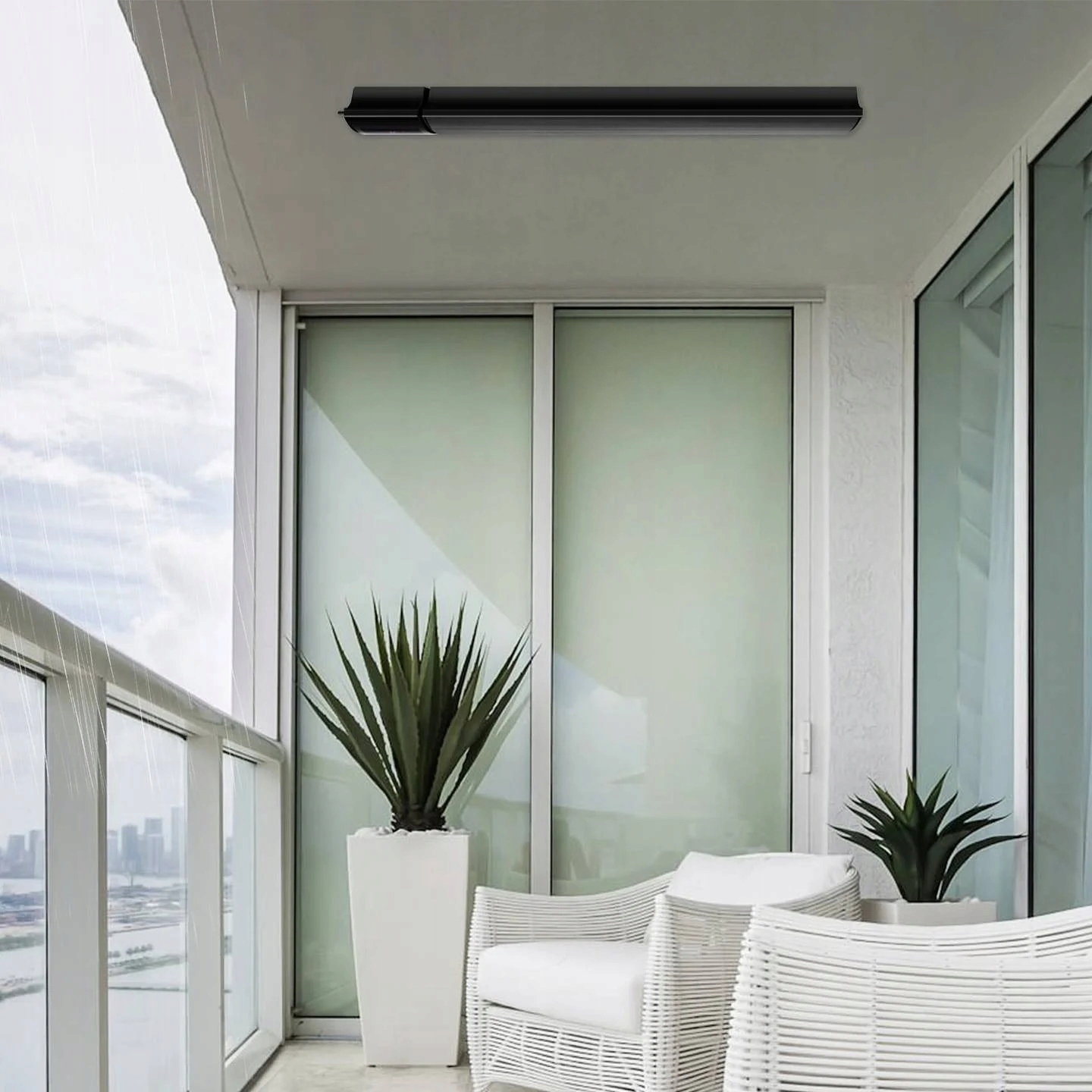 Grzejnik sufitowy ścienny czarny 2400W PILOT wyświetlacz IP44 timer