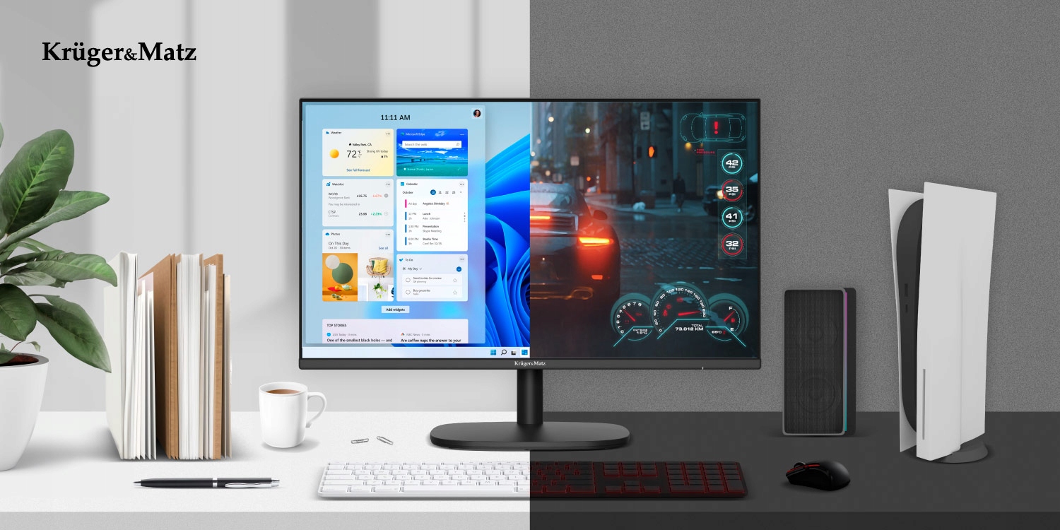 Monitor do komputera E-LED FULL HD IPS 24 cale KrugerMatz HDMI VGA 100Hz