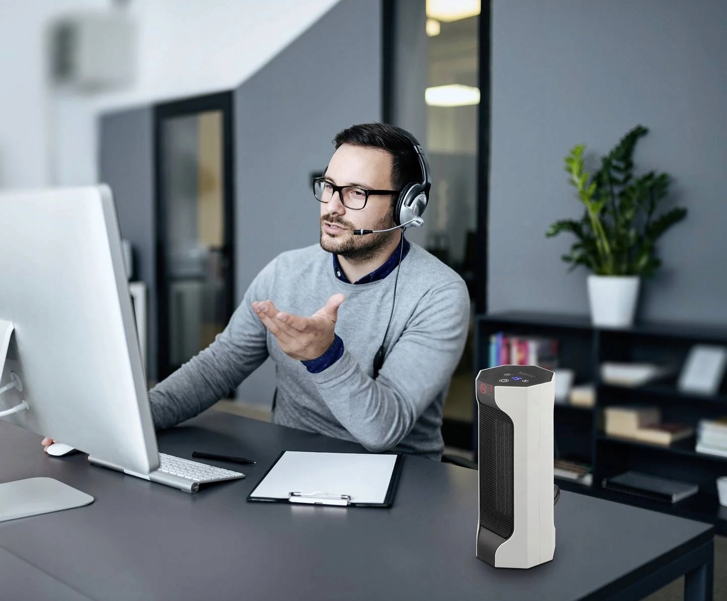 Grzejnik WENTYLATOR na biurko 3 TRYBY wyświetlacz 1800W timer Sygonix