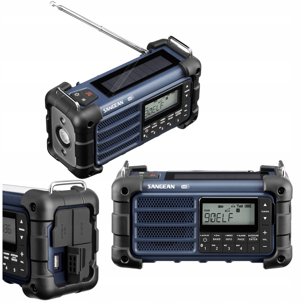 Radio FM outdoorowe DAB + SOLARNE survivalowe Bluetooth DYNAMO latarka IP55