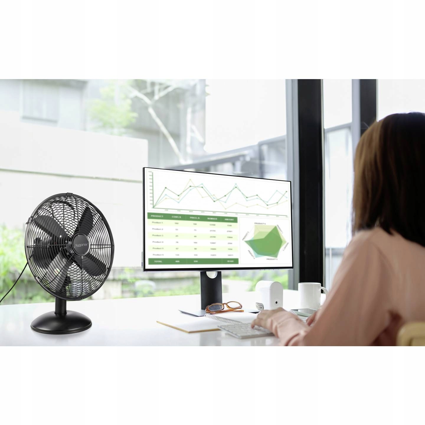 Wentylator stołowy REGULACJA 3 prędkości OSCYLACJA 4 Łopatki 40 W Sygonix