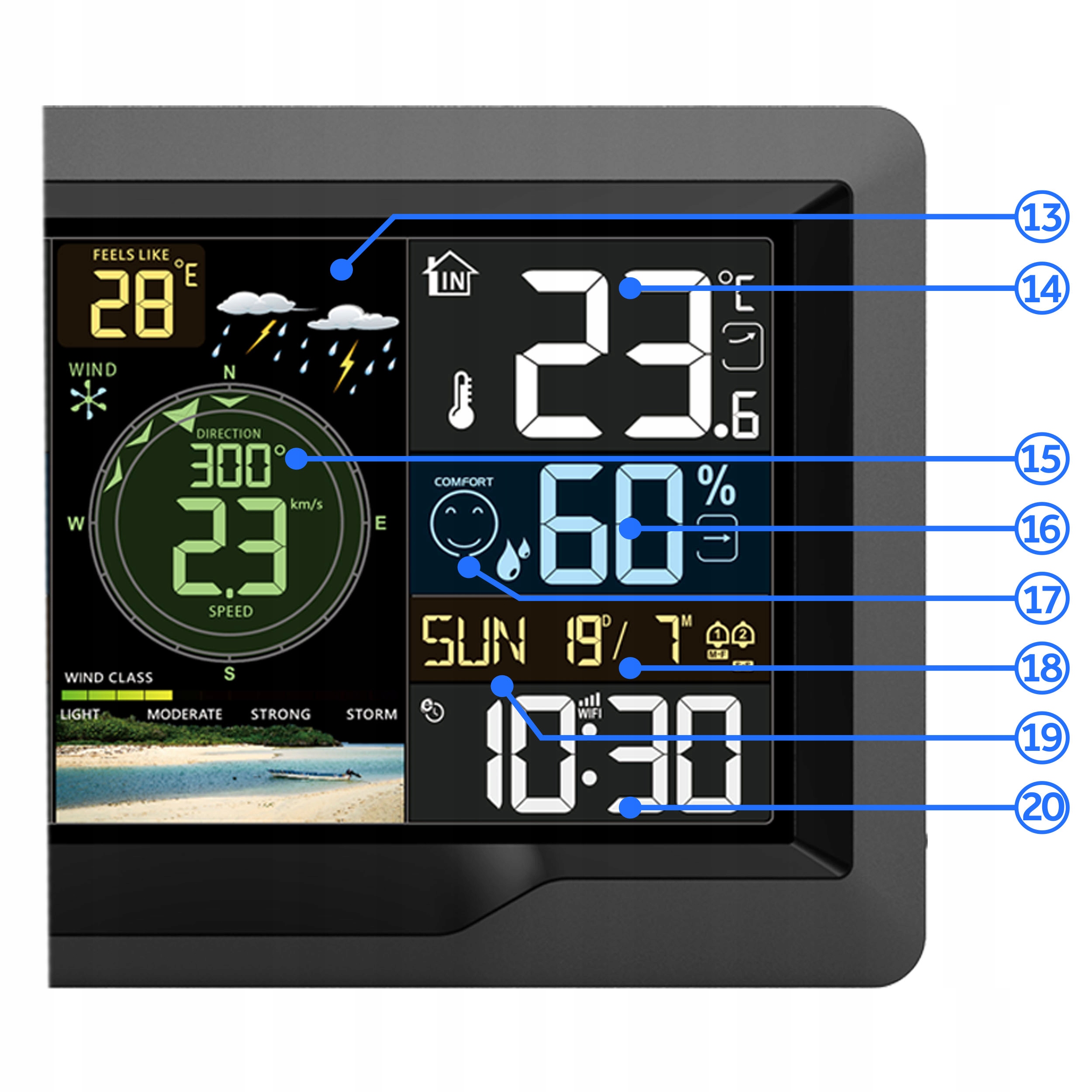 Stacja pogody profesjonalna PROGNOZA pogodowa WI-FI SOLAR APLIKACJA WIATR