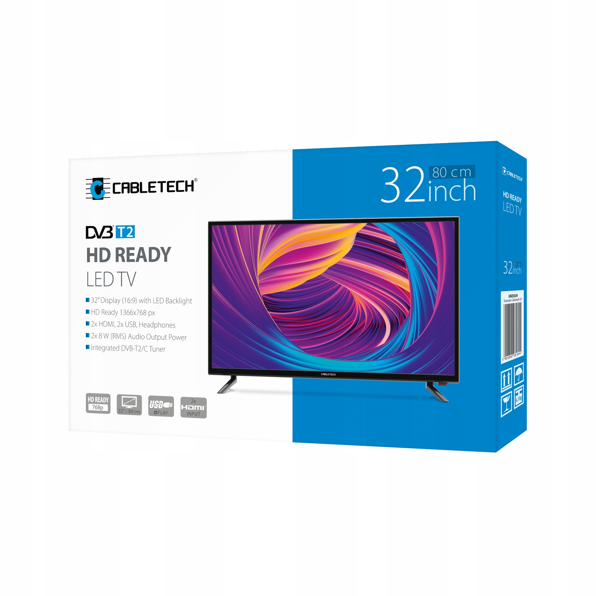 Telewizor 32 cale HD 2x USB 2x HDMI DVB-T2 HEVC 265