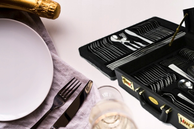 Sztućce w WALIZCE EKSKLUZYWNE 72 elementy na 12 OSÓB