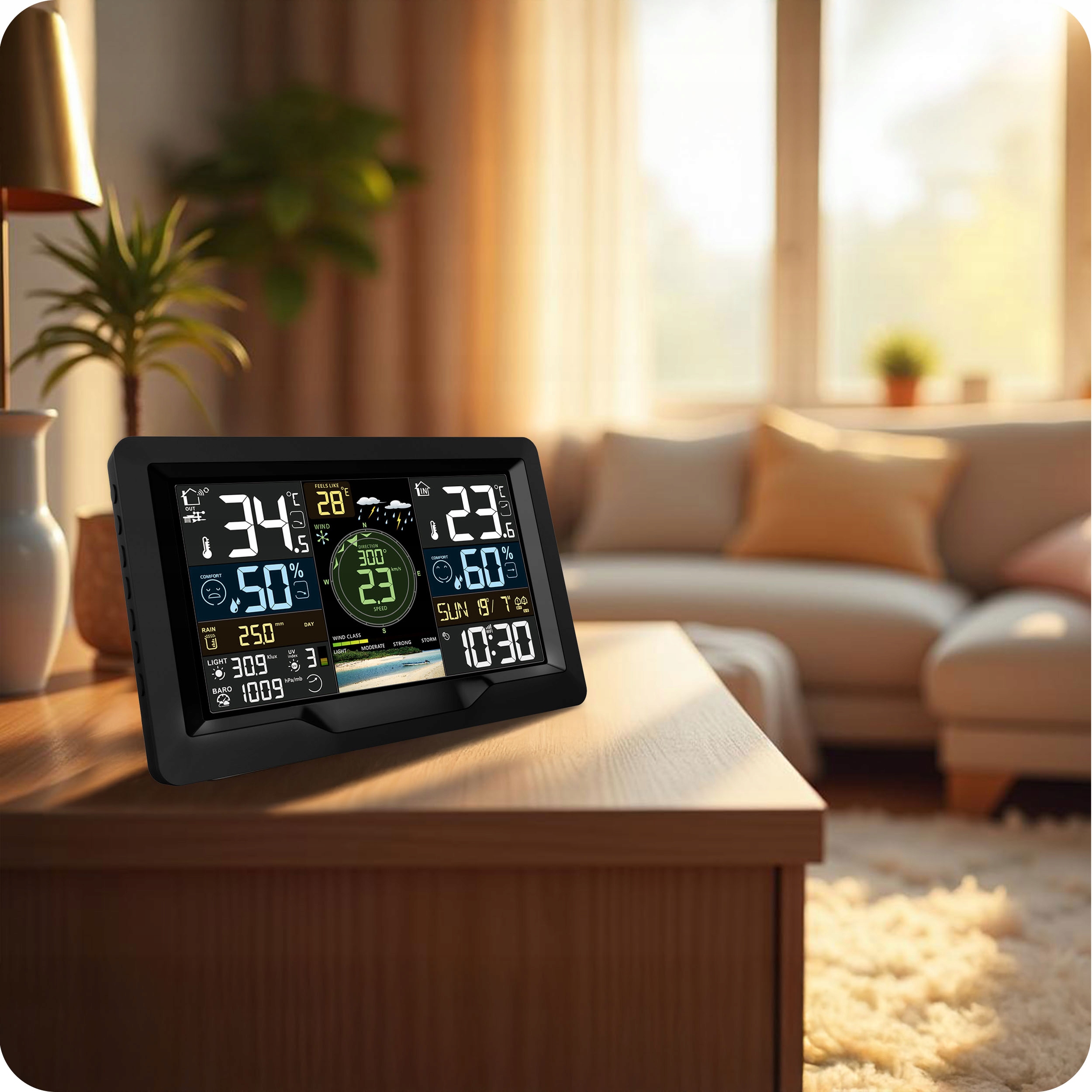 Stacja pogody profesjonalna PROGNOZA pogodowa WI-FI SOLAR APLIKACJA WIATR