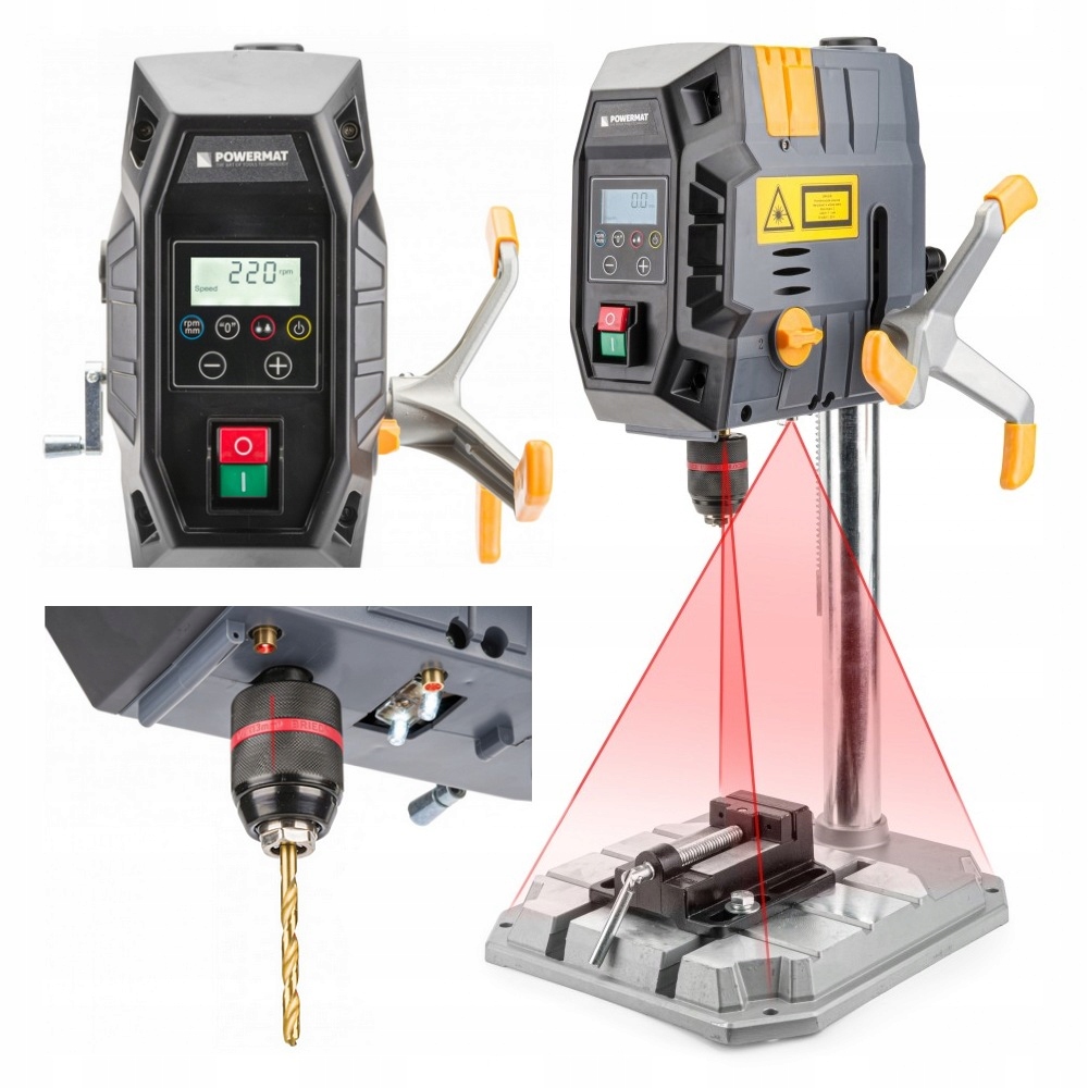 Wiertarka STOŁOWA 1000W imadło 2 biegi LASER