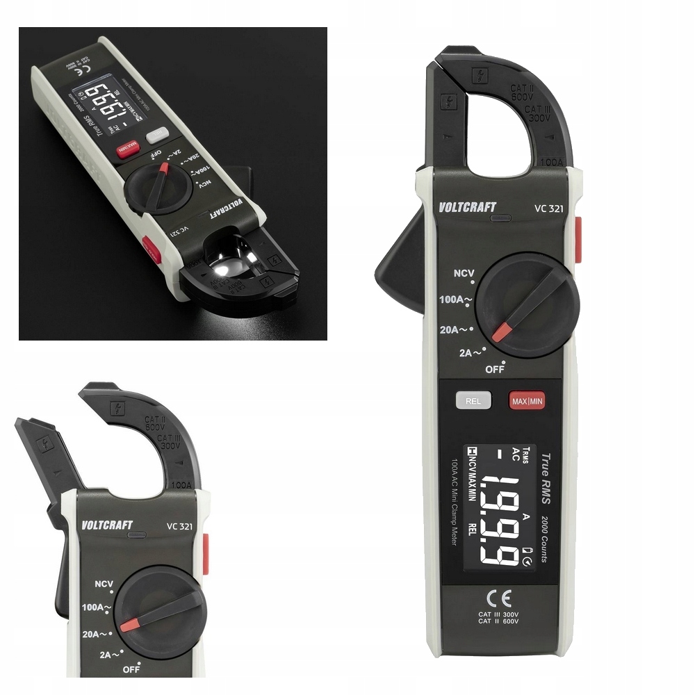 Miernik cęgowy 600 V/AC cyfrowy WYŚWIETLACZ MAX/MIN 100A VOLTCRAFT True RMS
