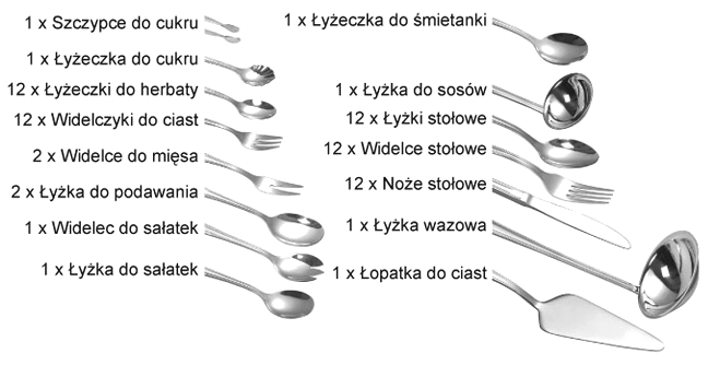 Sztućce w Walizce Ekskluzywne 72 ele na 12 Osób