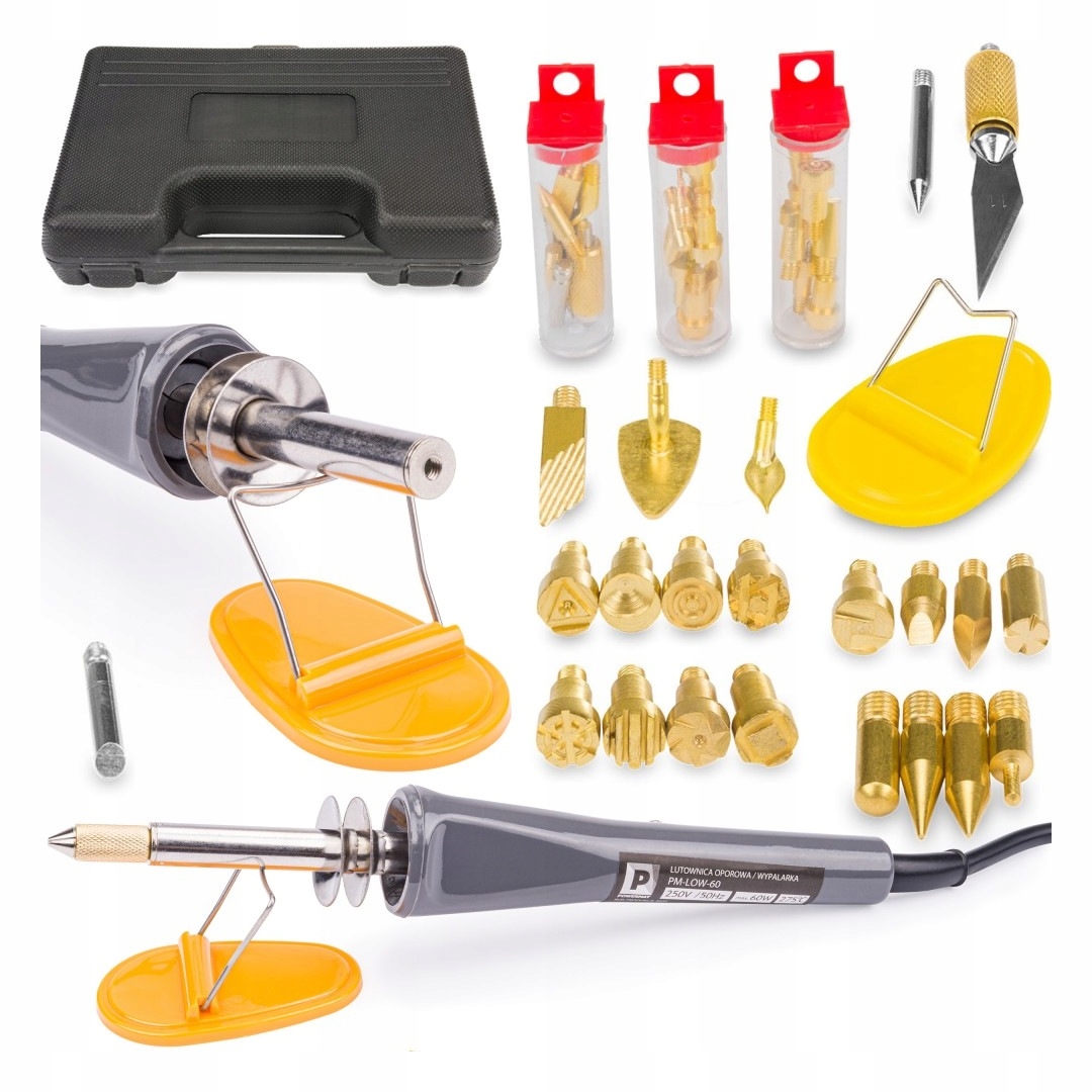 Lutownica 60W Wypalarka do Drewna Pirograf 23ele