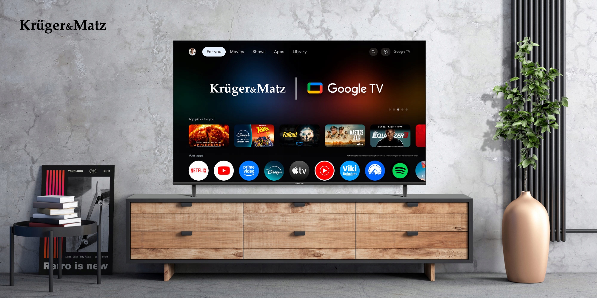 Telewizor Kruger&Matz 65" UHD Google TV 5.0 DVB-T2/T/C H.265 HEVC smart