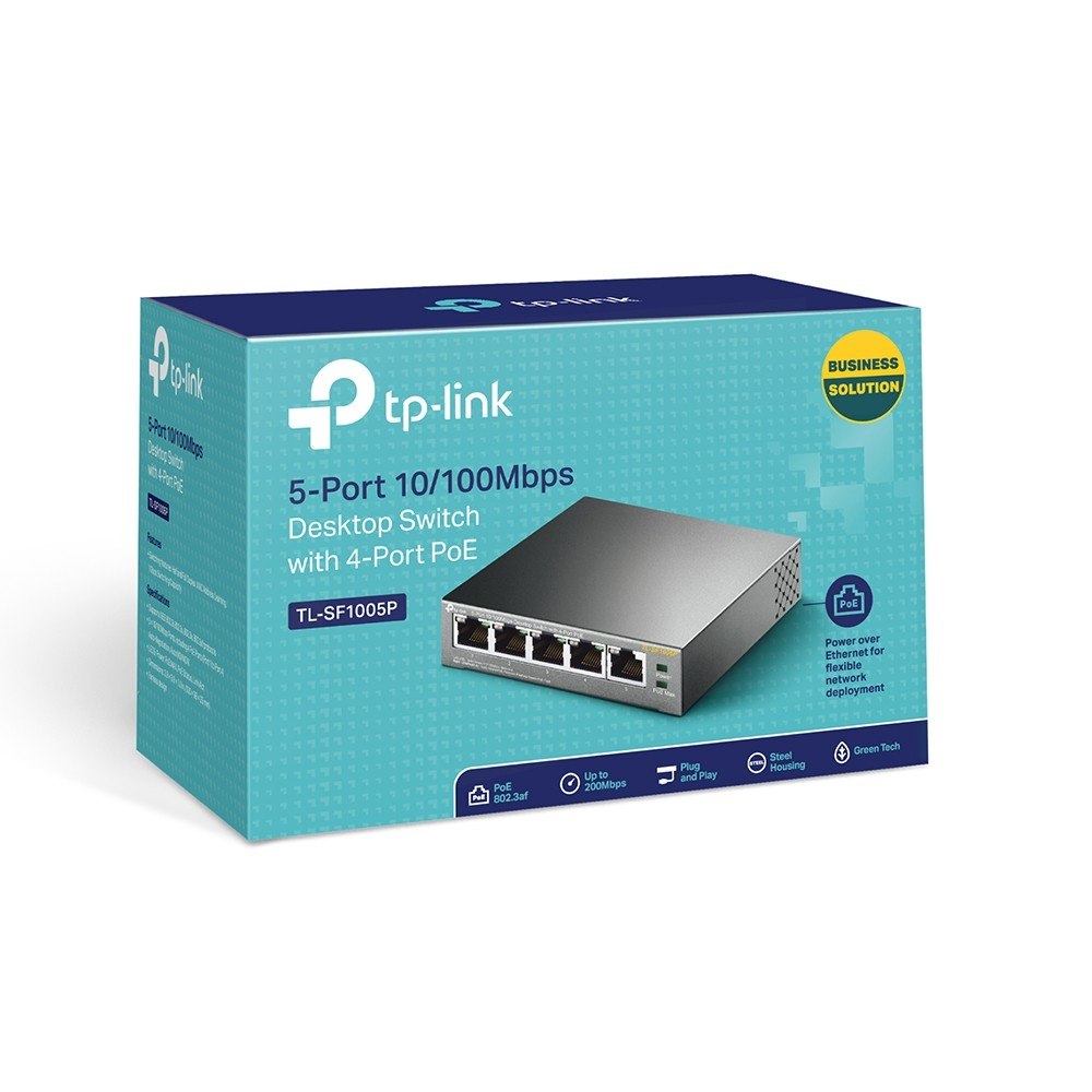 Switch sieciowy TP-LINK 5 PORTÓW RJ-45 4 PoE 58W 10/100 MBit/s Auto MDI