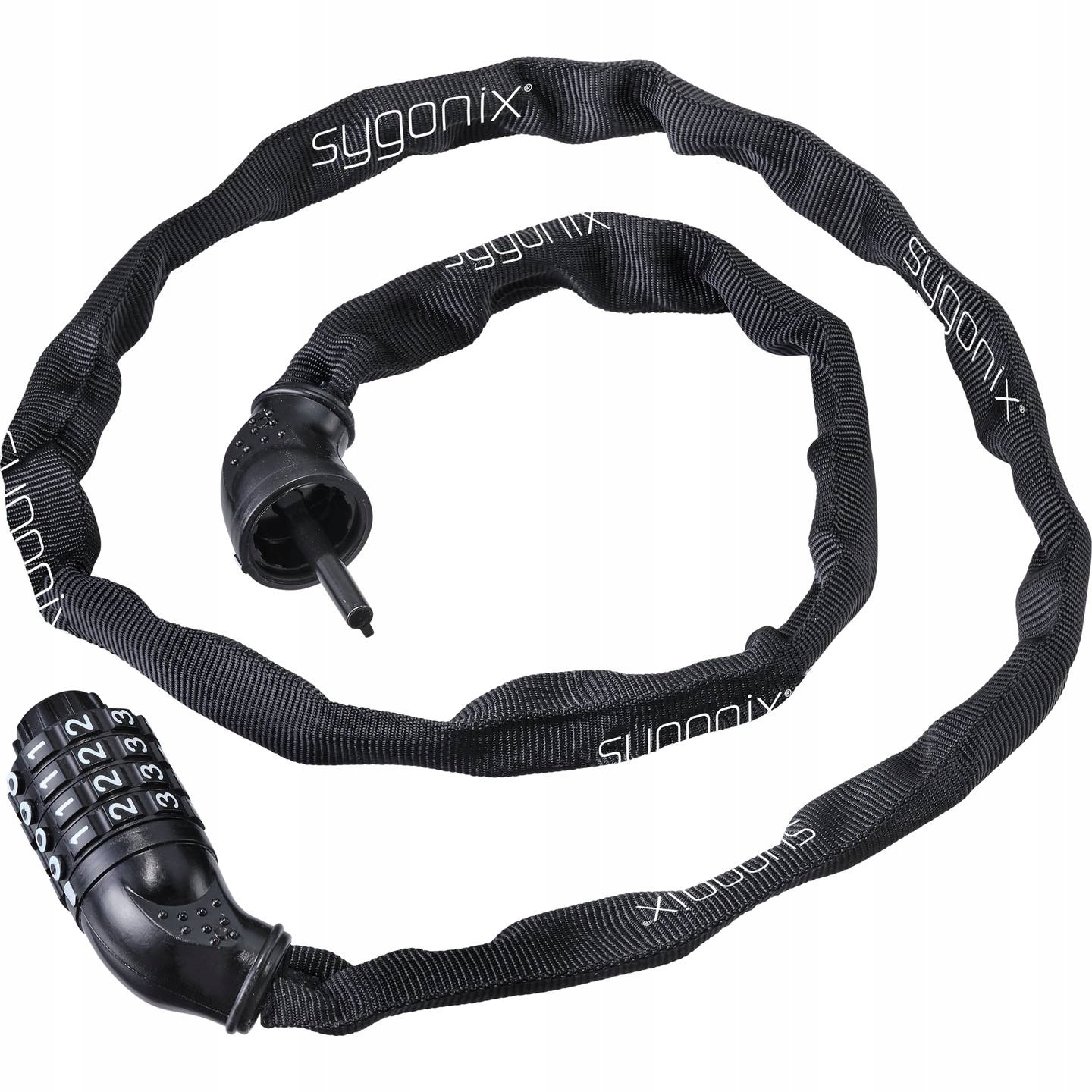 Zapięcie rowerowe ŁAŃCUCH 1 metr zabezpieczenie roweru ZAMEK kodowy Sygonix