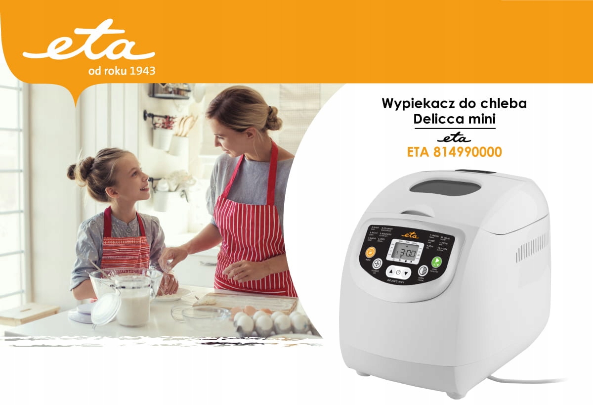 Wypiekacz do chleba automat do pieczenia Eta Delicca mini 1kg 600W programy