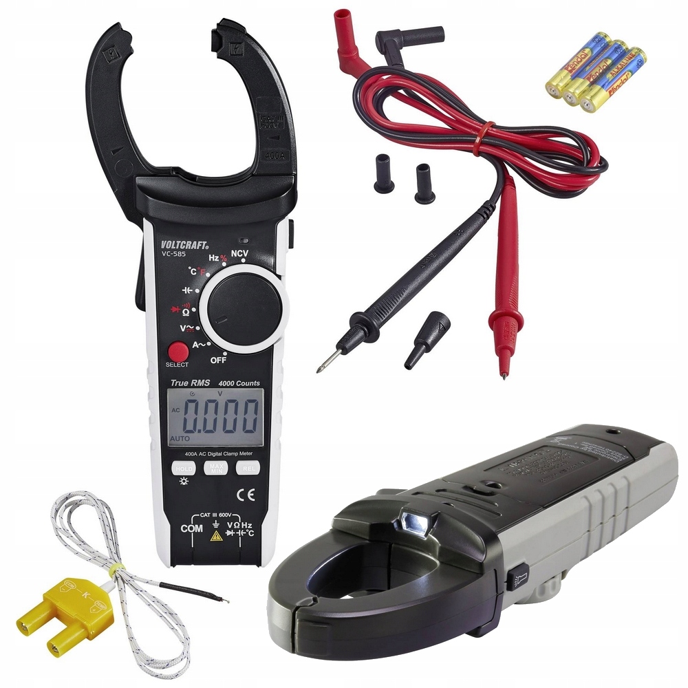 Miernik MULTIMETR cęgowy CAT III 600 V TrueRMS POMIAR temperatury VOLTCRAFT