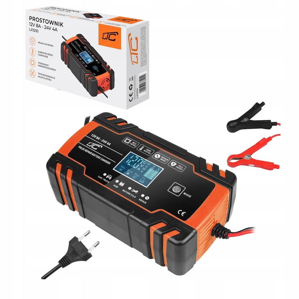 Prostownik mikroprocesorowy LCD 12V 8A - 24V 4A