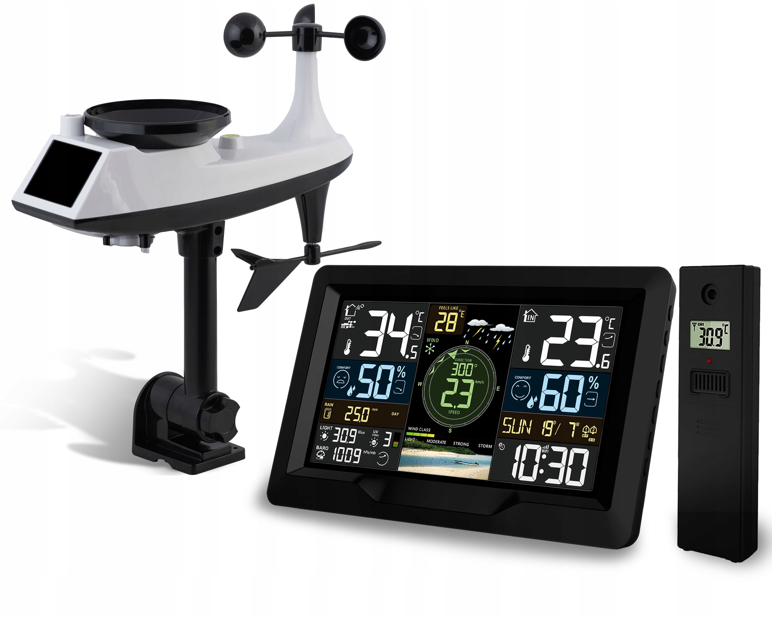 Stacja pogody profesjonalna PROGNOZA pogodowa WI-FI SOLAR APLIKACJA WIATR