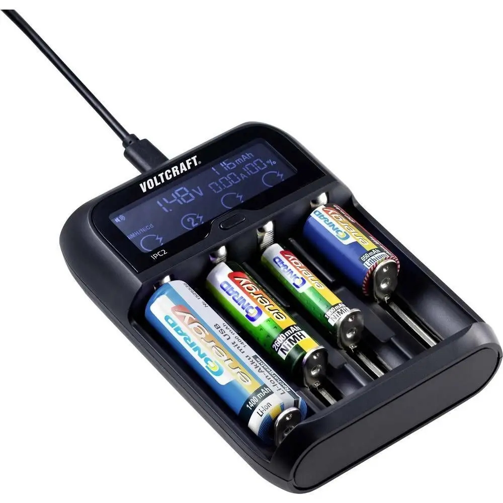 Ładowarka do akumulatorów ogniw NiMH NiCd LiIon LiFePO wyświetlacz LCD USBC