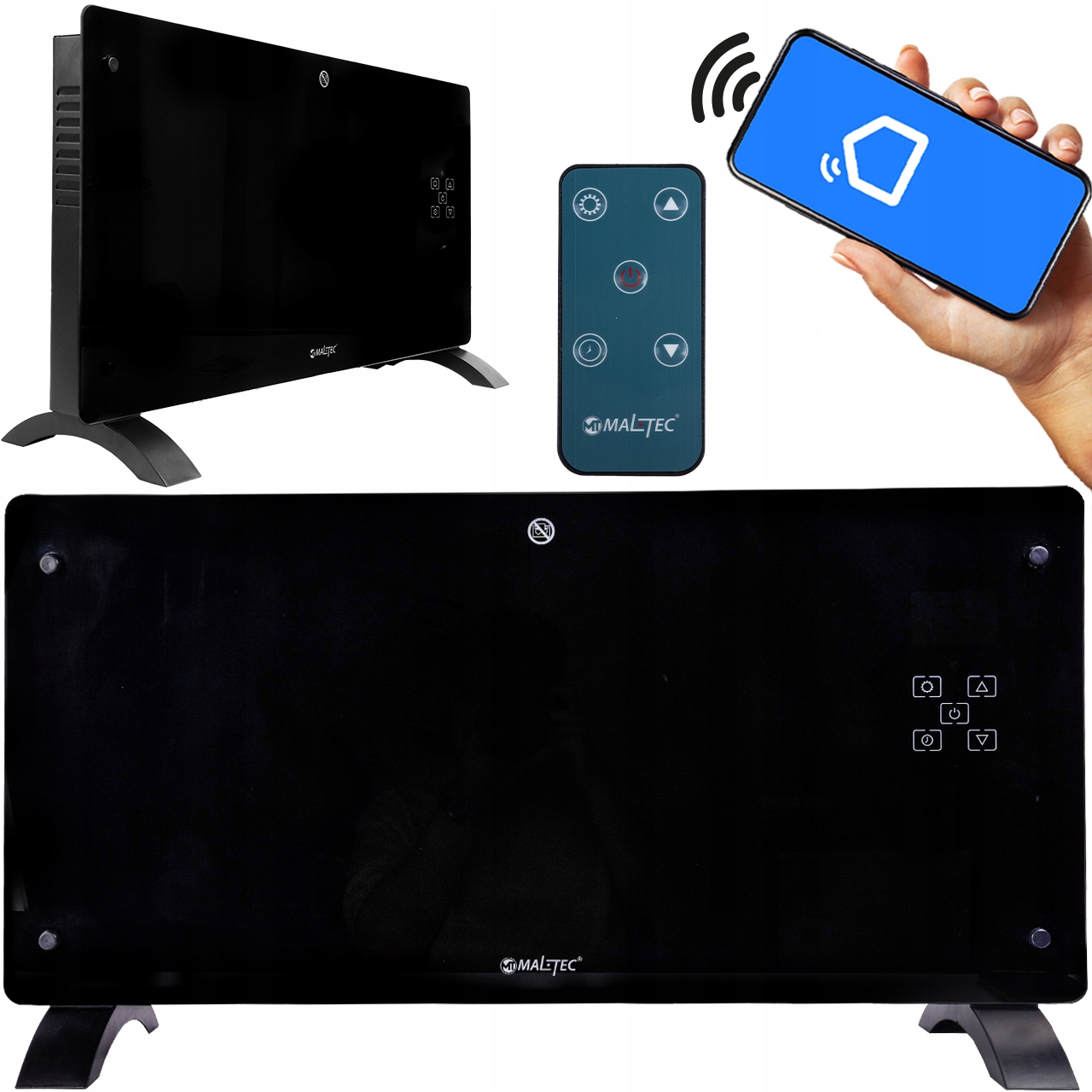 Grzejnik elektryczny KONWEKTOROWY pilot SZKLANY front 2000W termostat WiFi